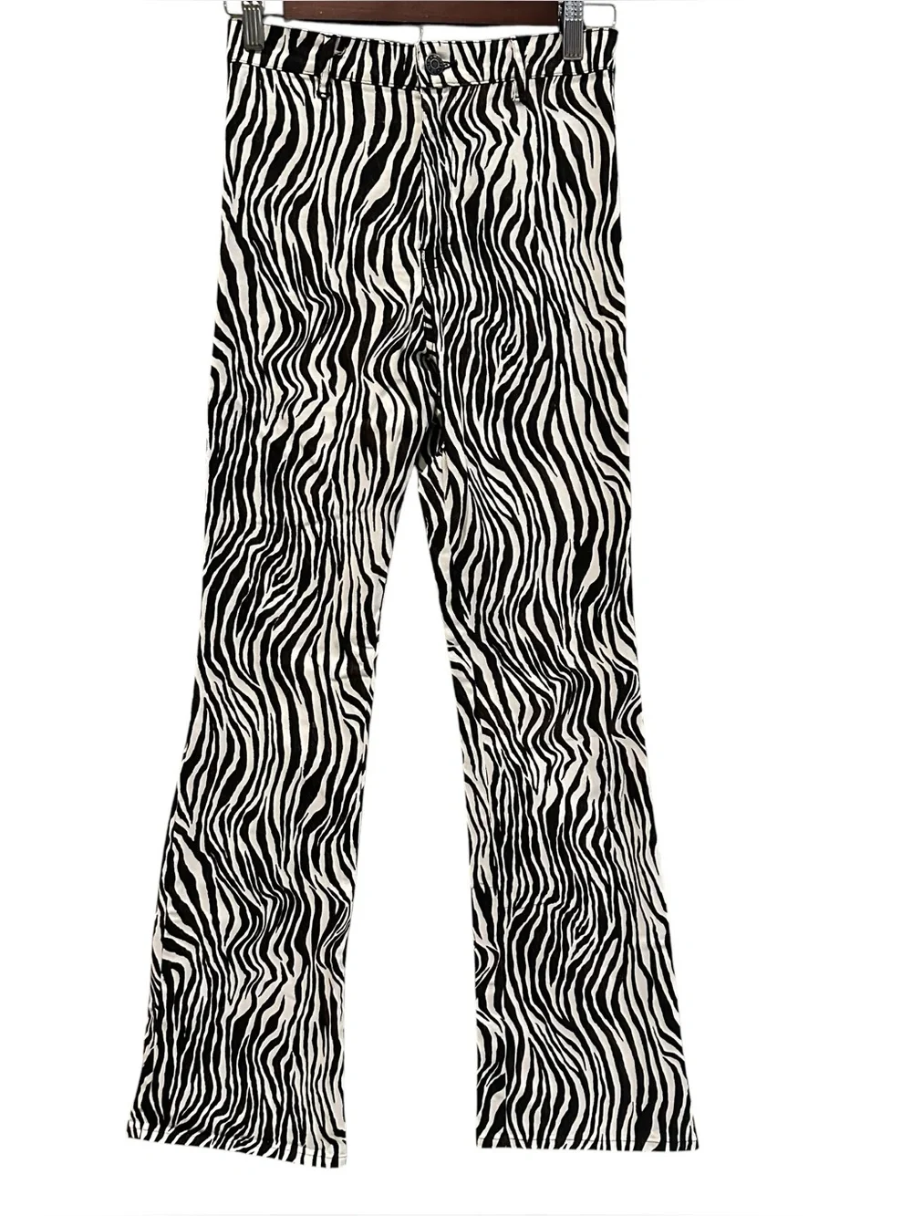 MOTEL Rocks Zoven Trouser Dark Brown and Cream Straight Leg Pants Size X Small - Picture 1 of 9